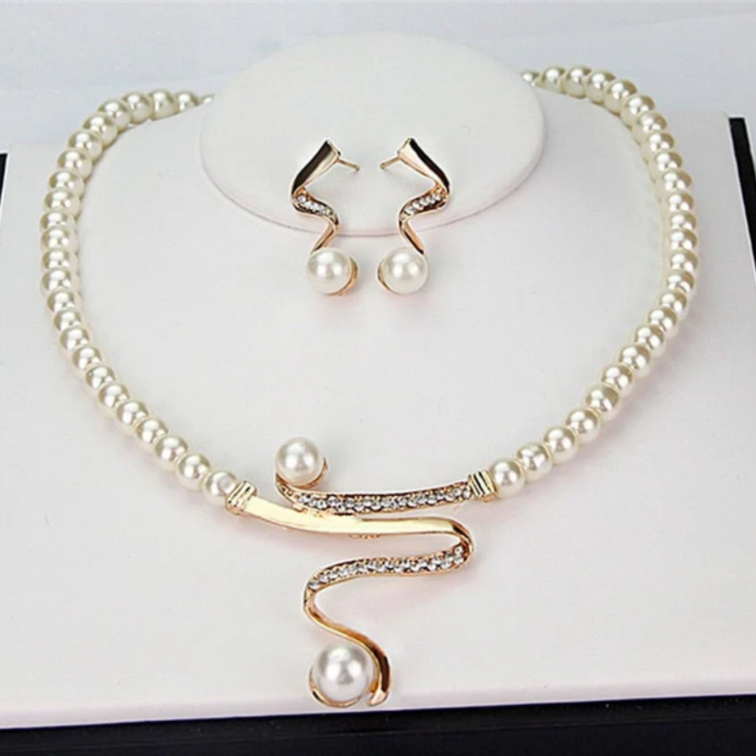 Natuurlijke Parel Ketting + Oorbellen Set