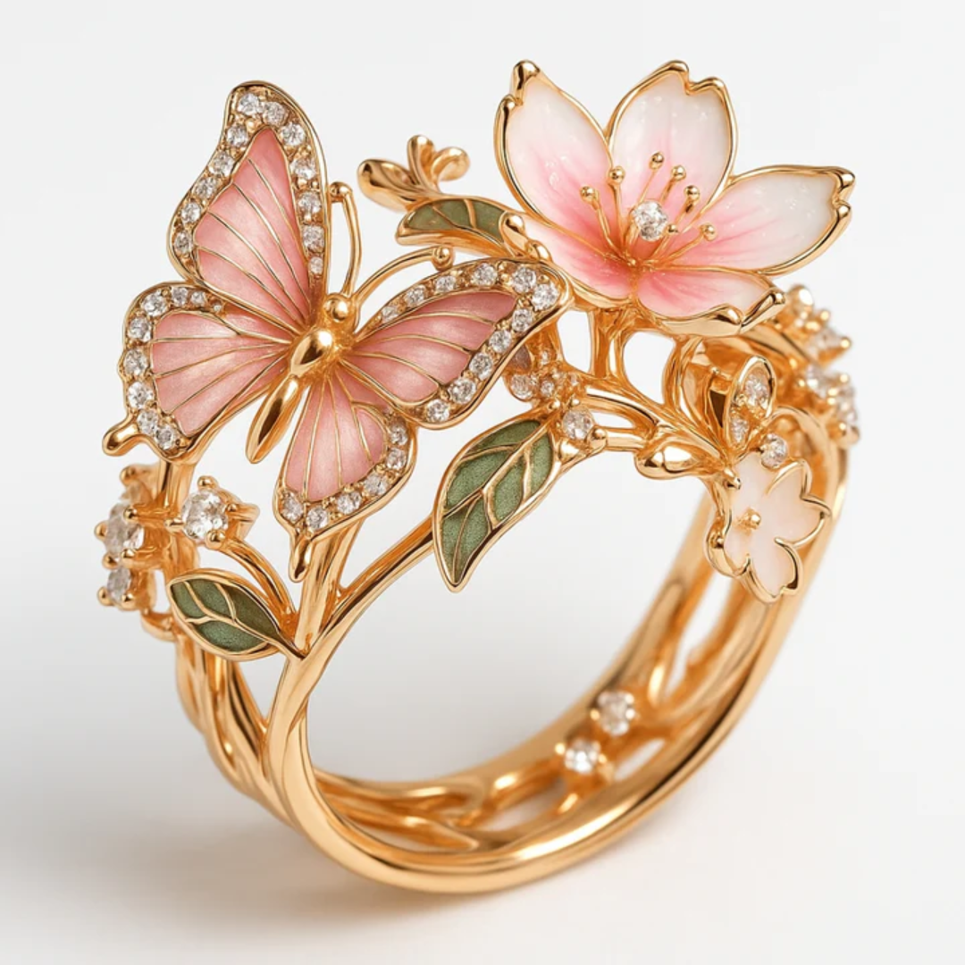Natuur Helder Vlinder Zirkonia Ring