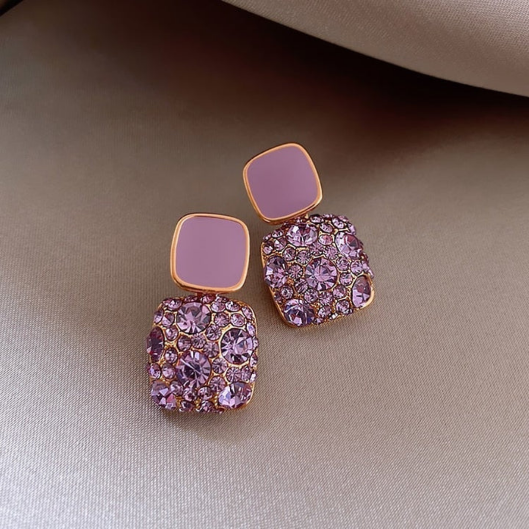 Luxe Paarse Oorbellen met Zirkonia-Inleg