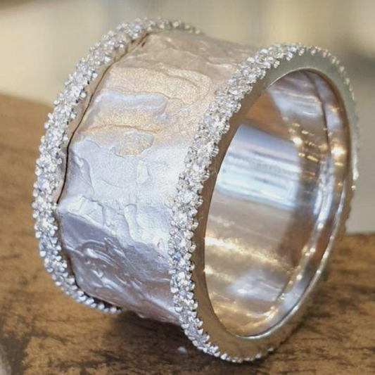 Vintage Verzilverde Zirkonia Ring